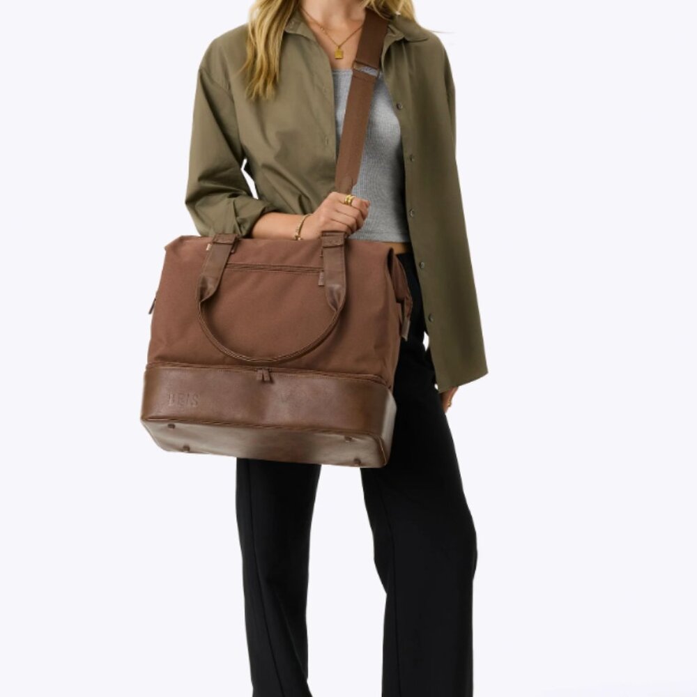 BÉIS Mini Weekender Bag Maple | Travel Duffel Carry-On w/ Shoe Compartment